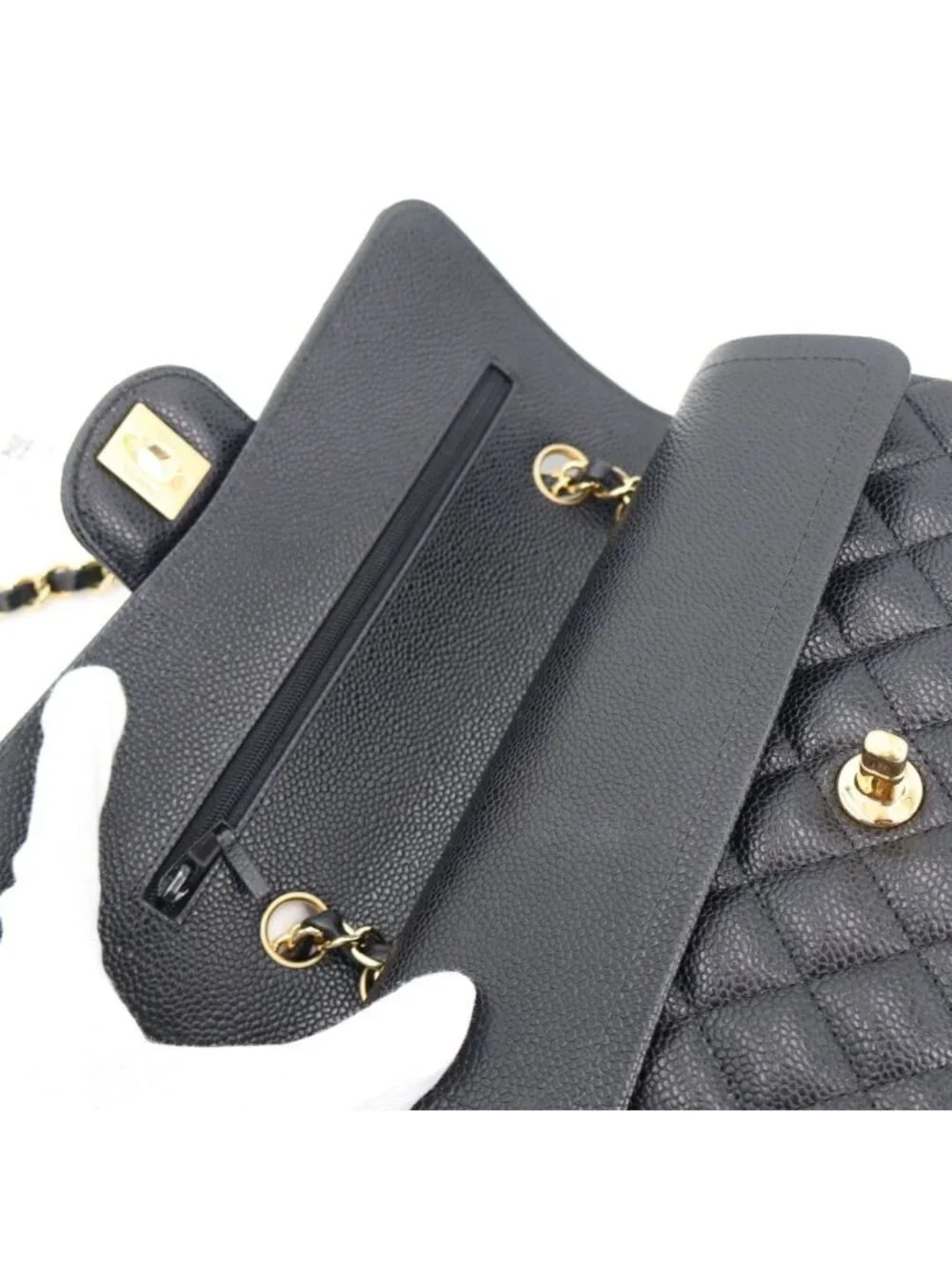 Chanel Quilted Caviar Leather Shoulder Bag